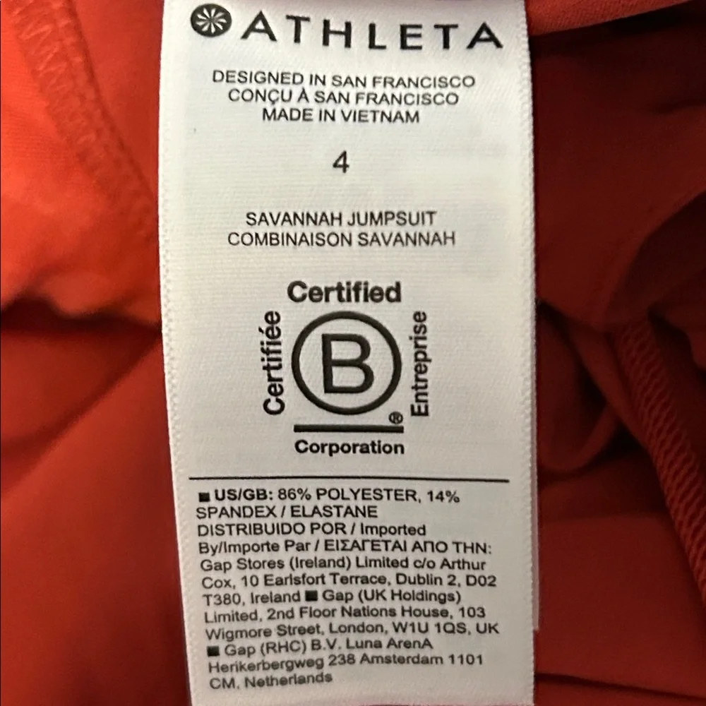 Athleta current red/rust savannah wide leg jumpsuit size 4 - Picture 12 of 12